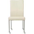 Leren eetkamerstoel Comfort met wieltjes - Toledo Avorio, Ophalen of Verzenden, Nieuw, Leer, Modern