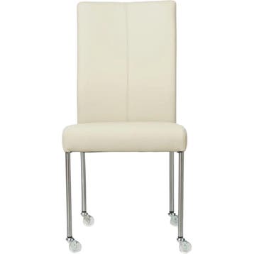 Leren eetkamerstoel Comfort met wieltjes - Toledo Avorio, Huis en Inrichting, Stoelen, Ophalen of Verzenden, Nieuw, Leer, Modern