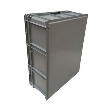 Stapelbak met oplegdeksel, 800x600x320 mm, euronorm, grijs, Ophalen of Verzenden, Gebruikt