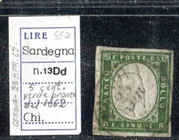 Italiaanse oude staten - Sardinië 1855 - De zeldzame, Gestempeld