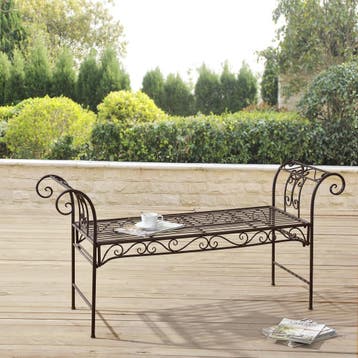 Tuinbank Cossila vintage metaal 147x46x70 cm bruin, Verzenden, Nieuw