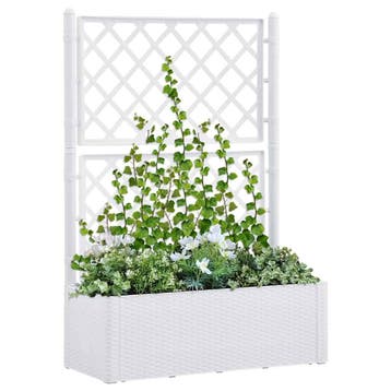 vidaXL Plantenbak hoog met latwerk en zelfbewateringssysteem, Kunststof, Verzenden, Minder dan 60 cm, Nieuw