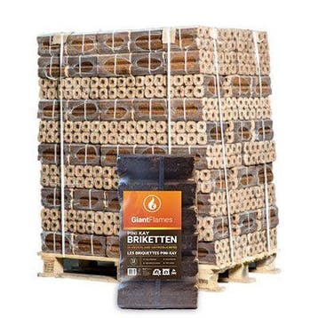 Pini Kay briketten (NL) pallet 96 zakken x 10kg (960kg), Minder dan 3 m³, Ophalen of Verzenden, Overige houtsoorten, Blokken
