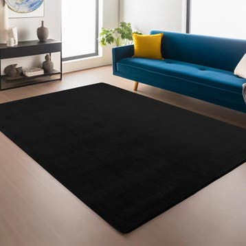 Wasbaar Vloerkleed | Joy | Uni | Zwart | 160x220 cm, Verzenden, Nieuw