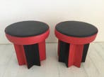 Kruk - Hout, Synthetisch leder - Twee vintage krukken, Antiek en Kunst