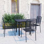 vidaXL 5-delige Tuinset glas en staal zwart, Tuin en Terras, Tuinsets en Loungesets, 4 zitplaatsen, Verzenden, Nieuw, Rvs
