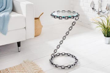 Design bijzettafel CHAINS 35cm zilver handgemaakt metalen, Ophalen of Verzenden, Nieuw