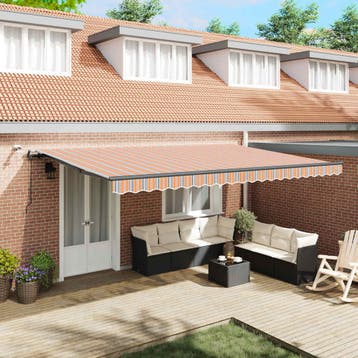 vidaXL Uitschuifbare luifel Meerkleurig 500 × 350 cm, Verzenden, Nieuw