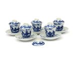 5 porseleinen kop en schotels, 6 deksels, Daoguang 1830-1850