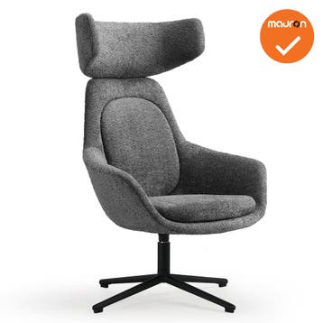 Luxe ster-poots Fauteuil - Met hoofdsteun - Grijze stoffe..., Werkplek, Ophalen of Verzenden, Gebruikt, Overige typen