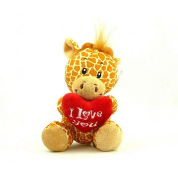 Giraffe knuffel met I love you hartje - pluche - 14 cm, Kinderen en Baby's, Speelgoed | Knuffels en Pluche, Verzenden, Nieuw
