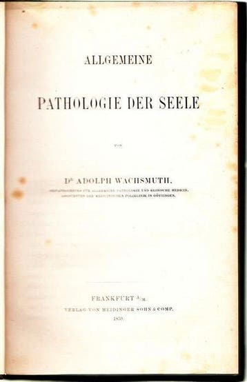 Adolf Wachsmuth - Allgemeine Pathologie der Seele - 1859
