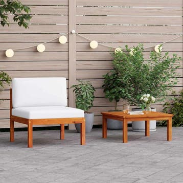 vidaXL 2-delige tuinloungeset met kussens van acaciahout en, Verzenden, Nieuw, Hardhout, Loungeset