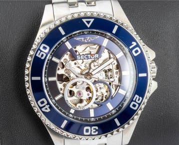 Sector - 230 - Automatic - Skeleton - Silver/blue - 43 mm -, Sieraden, Tassen en Uiterlijk, Nieuw