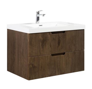 Badkamermeubel Set Thermis 80cm Walnoot Bruin Badmeubel, Huis en Inrichting, Badkamer | Badkamermeubels, Verzenden, Nieuw, Wastafelkast