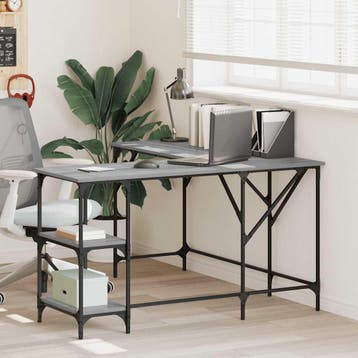 vidaXL Bureau 139x139x75 cm bewerkt hout grijs sonoma, Verzenden, Nieuw
