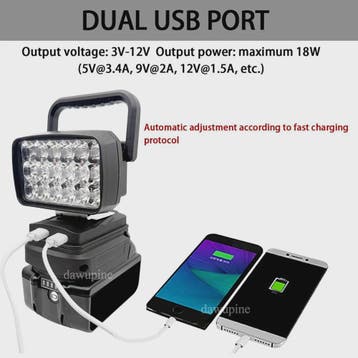 Draagbare 18W LED Werkspot met USB Powerbank voor Makita 18V, Verzenden, Nieuw