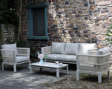 Veneto stoel bank loungeset 4 delig aluminium latte zand, Ophalen of Verzenden, Nieuw