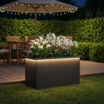 vidaXL Plantenbak met led Zwart 40 x 80 x 40 cm Staal, Verzenden, Nieuw, Metaal, 60 tot 100 cm
