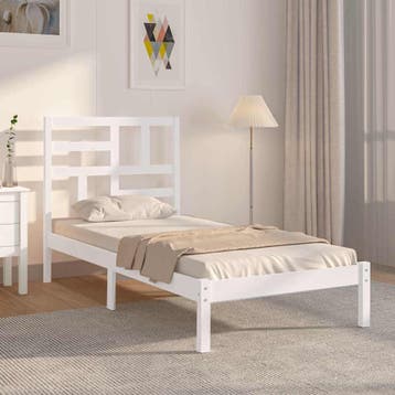 vidaXL Bedframe massief hout wit 90x200 cm, 90 cm, Eenpersoons, Verzenden, Wit
