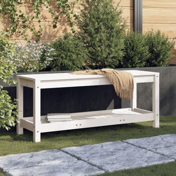 vidaXL Tuinbank 108x35x45 cm massief grenenhout wit, Tuin en Terras, Tuinbanken, Verzenden, Nieuw