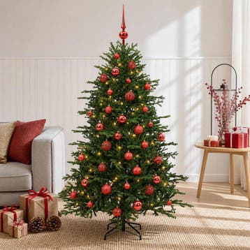 vidaXL Kunstkerstboom met kerstbal 150 cm 150 LEDs Warmwit, Verzenden, Nieuw