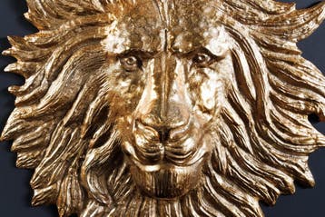 Gouden wanddecoratie WILDLIFE LION 60cm gouden metalen, Ophalen of Verzenden, Nieuw