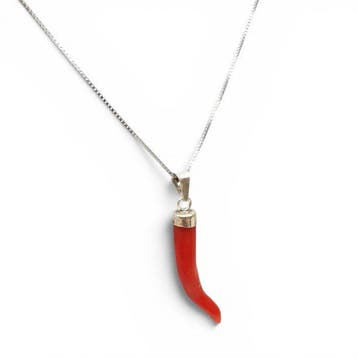 Koraal - Zilver - Ketting met hanger - met de hand