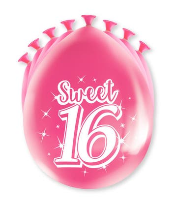 Party Ballonnen Sweet 16 (8st), Ophalen of Verzenden, Nieuw