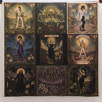 GA021 - Stof “Icons of Music” – 9 Iconische Vierkanten in