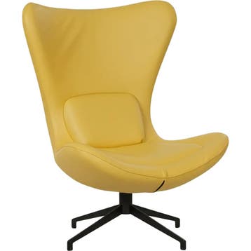 Leren draaifauteuil Soul - Toledo Giallo (geel) - Stervoet, Bohemian, Modern, Scandinavisch, Nieuw, Ophalen of Verzenden, 75 tot 100 cm