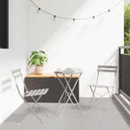 vidaXL Vouw Bistro Set 3 pcs Beige Staal, Verzenden, Nieuw, Rvs, 3 zitplaatsen