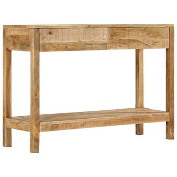 vidaXL Wandtafel met 2 lades 110x35x75 cm massief mangohout, Verzenden, Nieuw, 60 cm of meer