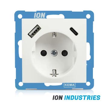 ION INDUSTRIES - Wandcontactdoos E1 alpin wit - met, Verzenden, Nieuw, Overige fittingen