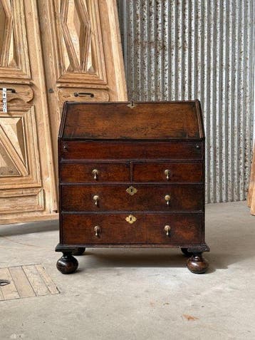 Bureau - klepbureau, buro, secretaire, bureau - Eik -