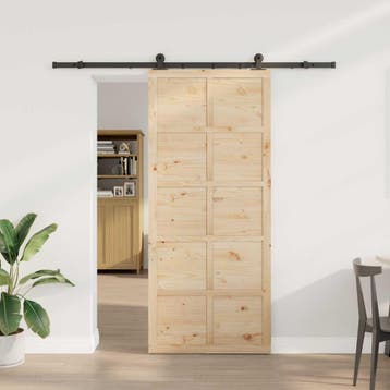 vidaXL Schuifdeur 80 x 208 cm Massief grenenhout Naturel, Verzenden, Nieuw