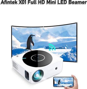 AFINTEK X01 Full HD Beamer - WiFi en Miracast - 4D Keystone, Audio, Tv en Foto, Verzenden, Nieuw
