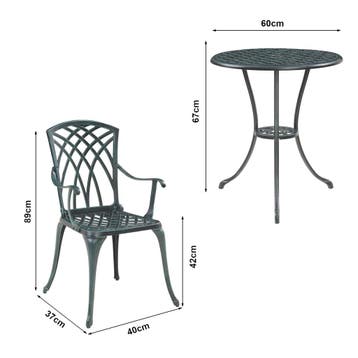 Bistroset Vena tuinset 3-delig donkergrijs met groene patina, Verzenden, Nieuw