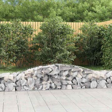 vidaXL Schanskorven 2 st gewelfd 400x50x40/60 cm ijzer, 100 cm of meer, Verzenden, Nieuw, Metaal