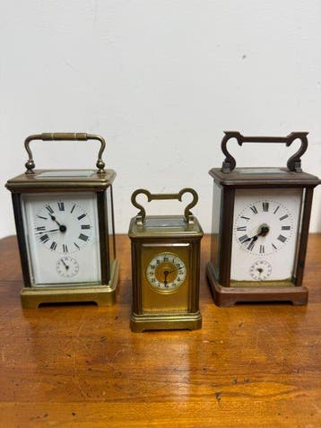 Klok (3) - Messing, Glas - 1850-1900 - Set reispendules