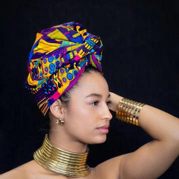 Afrikaanse Multicolor kente print hoofddoek - headwrap, Ophalen of Verzenden, Nieuw