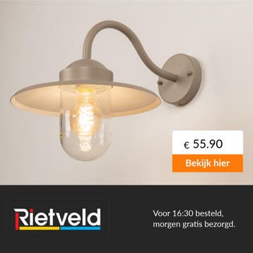 Rietveld-Wandlampen-Taupe-Glas, Metaal, Aluminium, Huis en Inrichting, Verzenden, Nieuw