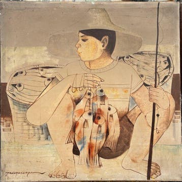 Paco Gorospe (1939-2002) - Portrait de Pêcheur Philippin, Antiek en Kunst, Kunst | Schilderijen | Klassiek