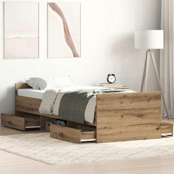 vidaXL Bedframe zonder matras spaanplaat artisanaal, Eenpersoons, Bruin, Verzenden, Nieuw