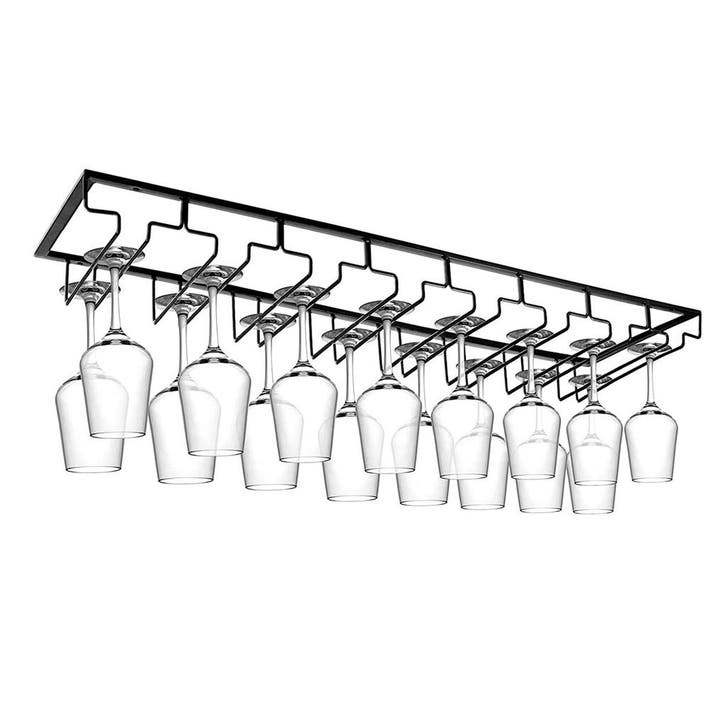 Ophangrek Wijnglazen - 24 glazen - Zwart - Wijnglazenhouder, Huis en Inrichting, Woonaccessoires | Wijnrekken, Nieuw, Verzenden
