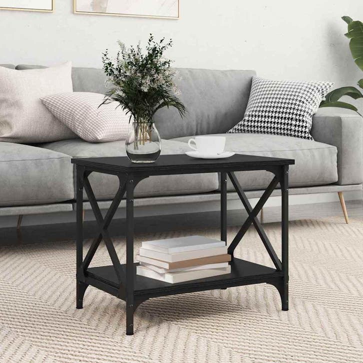 vidaXL Bijzettafel Zwart Eiken 55 x 38 x 45 cm Bewerkt hout, Huis en Inrichting, Tafels | Salontafels, Nieuw, Minder dan 50 cm