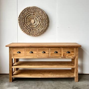 Klassieke sidetable met 2 legplanken -  160 cm, Ophalen of Verzenden, Nieuw