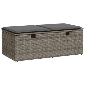 vidaXL 2-delige Loungeset met kussens poly rattan acacia, Verzenden, Nieuw, Loungeset
