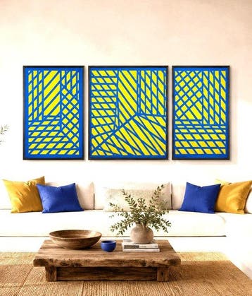 Baptiste Laurent - Ventanas al sol Triptych XXL, acrylic