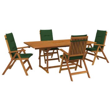 vidaXL 5-delige tuin eetset Naturel Massief Acaciahout, Tuin en Terras, Verzenden, Nieuw